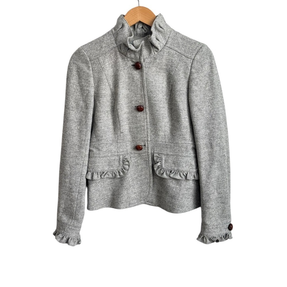 J. Crew & Robert Noble Vintage Herringbone Wool Jacket Blazer Women’s Size 2